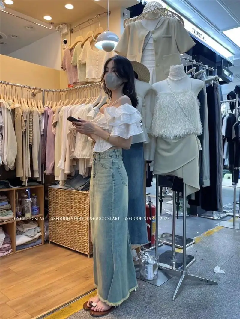 Luxury Summer Women Off Shoulder Lotus Leaf Edge Chiffon Shirts Wrapped Waist Ruffles Blouses Retro Fish Bone Crop Tops Blusas