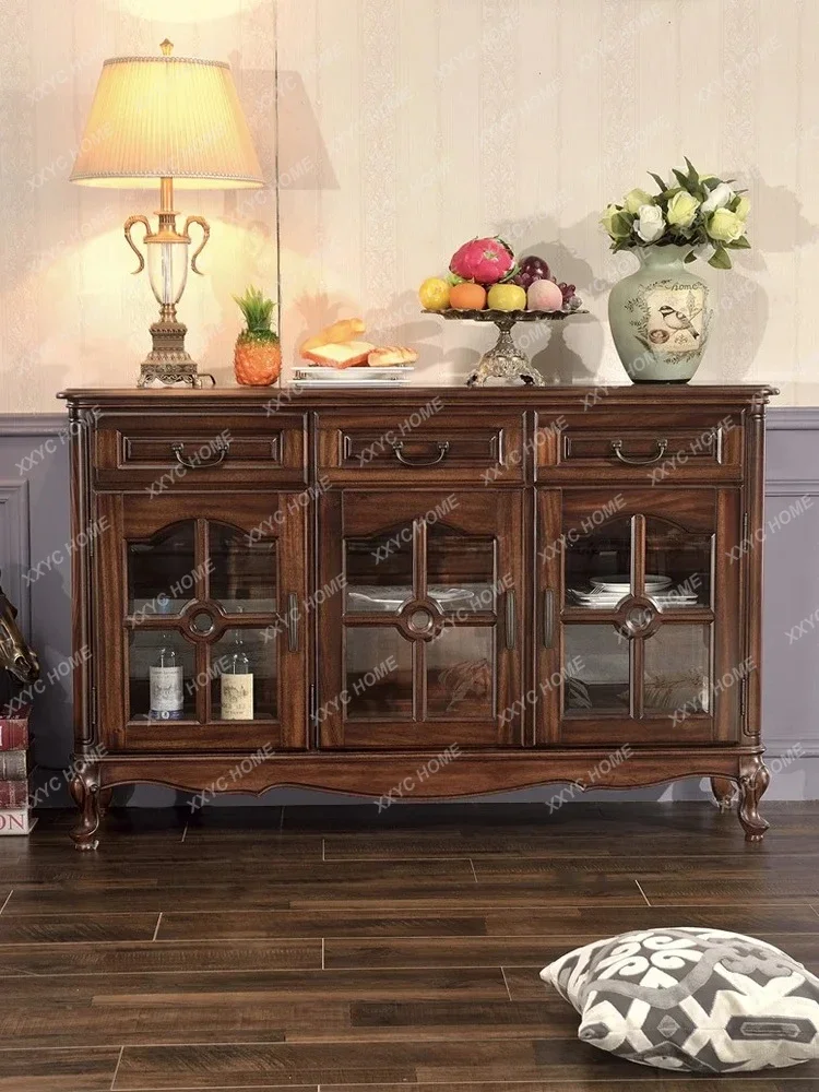 All solid wood American side cabinet black walnut dining side cabinet retro restaurant home