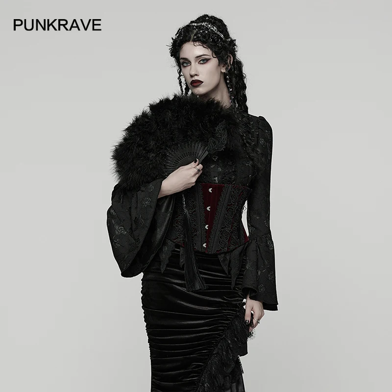 

PUNK RAVE Women's New Chinese Classic Carved Style Feather Fan Tassel Cross-carved Pendant Dark Aesthetic Cosplay Accessories