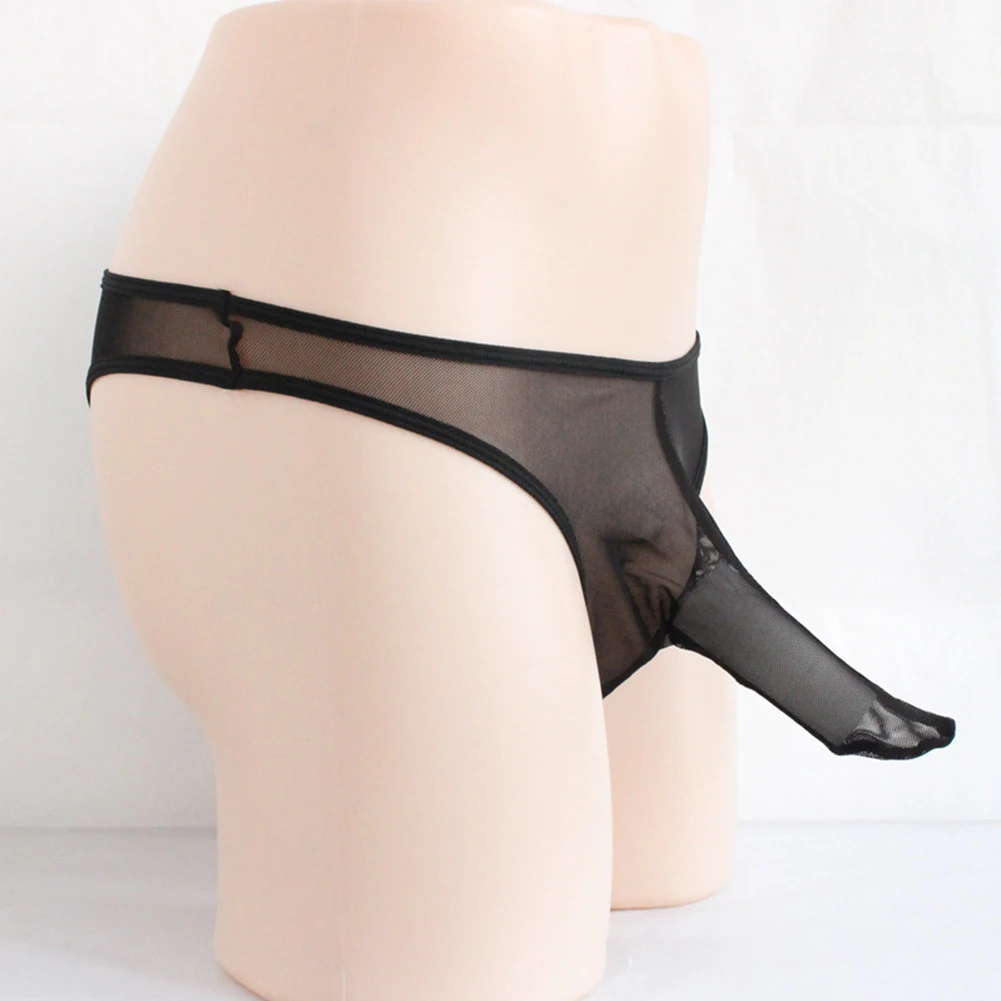 ชุดชั้นในชายเซ็กซี่กางเกงชั้นในตาข่ายชายกางเกงตาข่ายซองใสสีดำสบาย