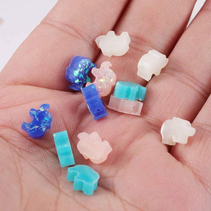 Fnixtar  Synthetic Opal Small Elephant Loose Beads Hole Size 1.5mm Beads for Necklace Bracelet  DIY 10.5*7.8mm 20Piece/lot