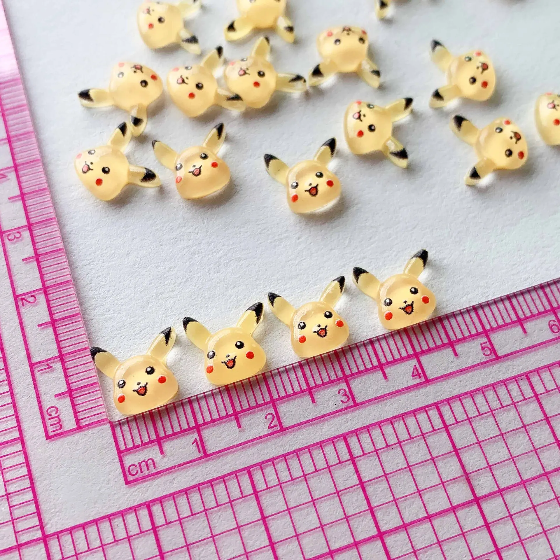 20pcs Transparent Cartoon Pikachu Resin Accessories Nail Art Stud Earrings Accessories Wholesale DIY Hairpin Material