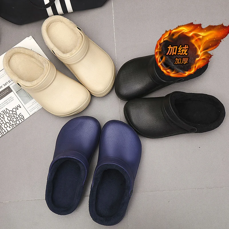 Warm Thick Cotton Slippers Gentle Fabric Upper Plush Cushion Insole Anti Slip House Footwear for Autumn Winter Home Use