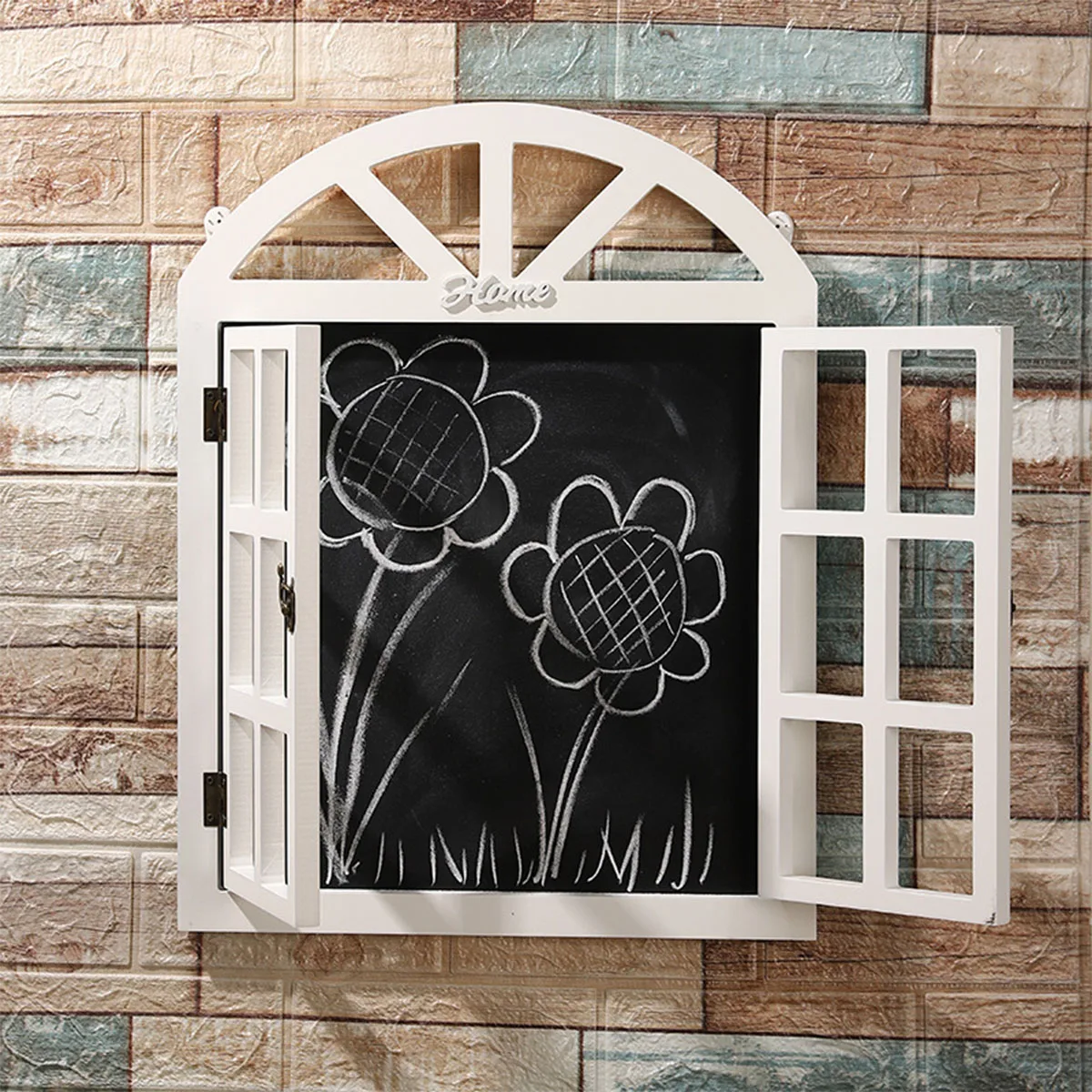 

Farmhouse Wall Decor, Wooden Living Room Window Frame Decoration, Rustic Bedroom Wall Art Decor for Home Office Desktop Ornament