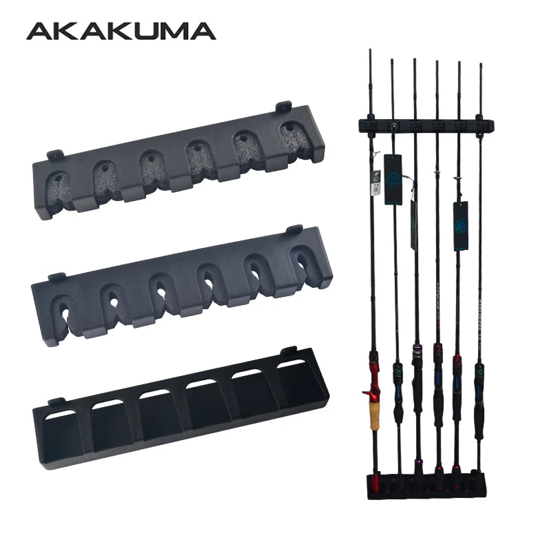 Fishing Rod Holder Wall Mount EVA Foam Vertical Fishing Pole Rack Spinning Casting Fishing Rod Storage Bracket Up to 6/8 Rods