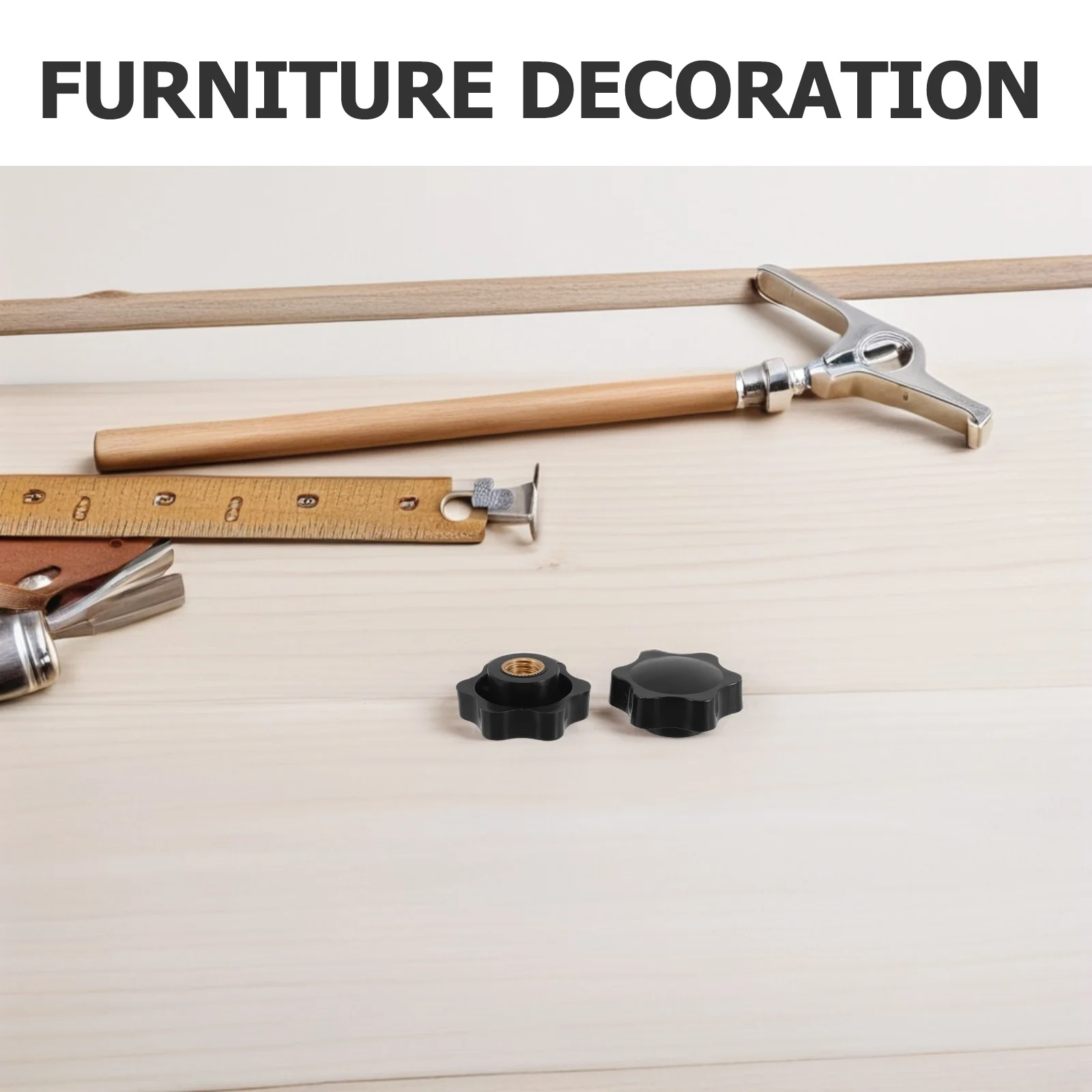 8 шт., ручка со звездой, цветочная ручка с резьбой, прочный полый вал, гайка, черный пластиковый чехол для мебели, станков, автомобилей