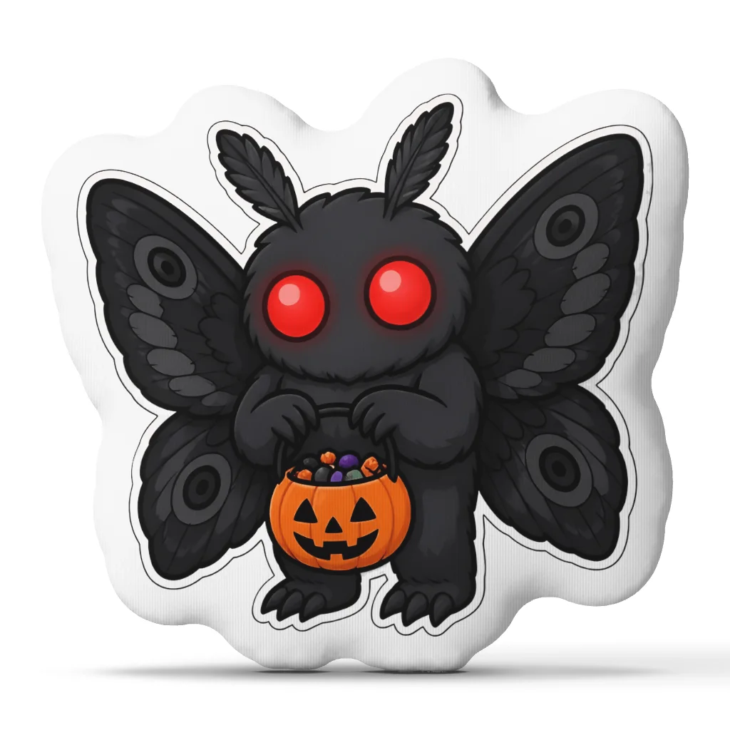 Mothman Halloween Shaped Pillow Trick or Treat Candy Bucket Cushion Spooky Cryptid Throw Pillow Sofa Home Decor Accent Gift