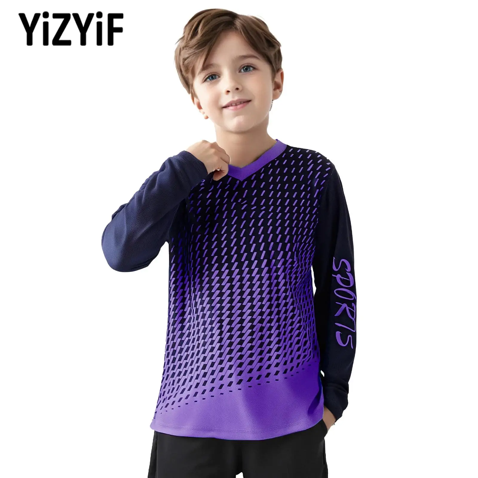 

Kids Compression Soccer Long T Shirt for Boys Running Cycling Jersey Training Workout T-shirt Basketball Exercise Sports Costume