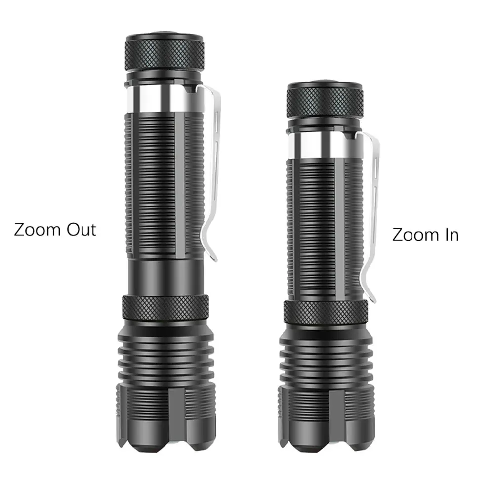 500 Lumens Led Flashlight Aluminum Alloy Tactical Hunting Torch 5 Mode Zoomable Lantern Use AA 14500 Battery Flashlamp