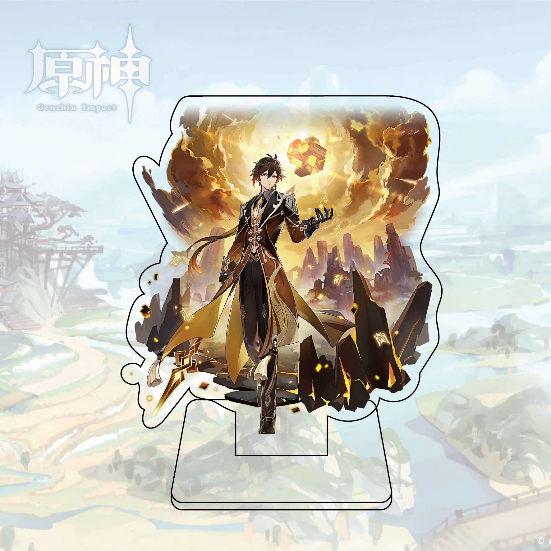 10CM Anime Figure Genshin Impact Zhongli Hu Tao Xiao Beelzebul Acrylic Stand Model Plate Desk Decor Standing Sign Fans Gift