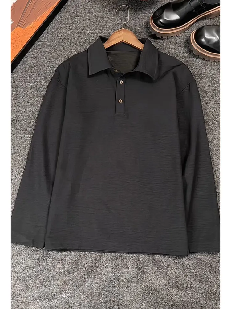 Men's Casual Long Sleeve  Shirt Loose Fit Breathable Autumn Wear Fashionable Versatile Sporty Sweatshirt Polyester Material