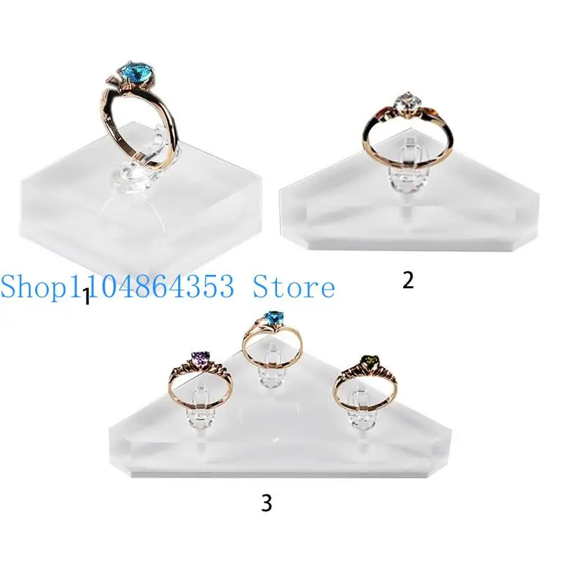 

652F Кристаллический квадратный держатель для хранения треугольных колец, модные прозрачные акриловые ювелирные изделия Ho