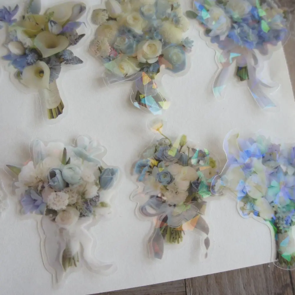 

28pcs Bouquet in The Bride's Hand Style PVC and Paper Sticker Scrapbooking DIY Gift Packing Decoration Tag