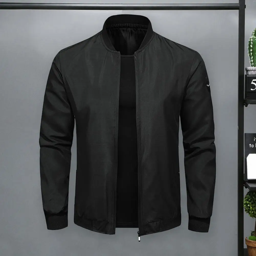 Veste à col montant pour homme, manteau polyvalent, cardigan doux et respirant, fermeture à glissière complète, poches, printemps, automne