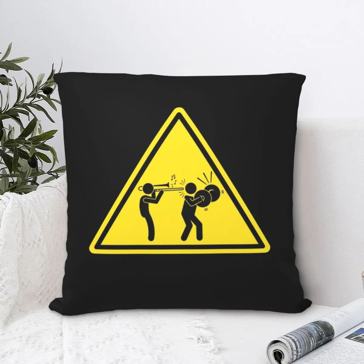 

Trombonists Warning Sign Square Pillowcase Polyester Pillow Cover Velvet Cushion Zip Decorative Comfort Throw Pillow For Home