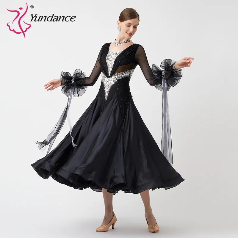 B-23108 New Women Modern Dance Rhinestone Color Diversity Dress Ballroom National Standard Waltz Competition Performance