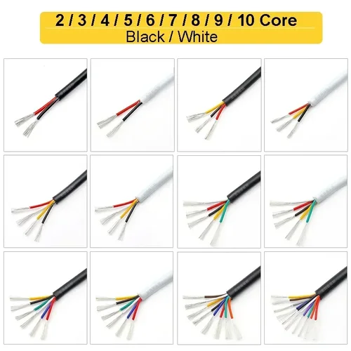 Imagen 2 del producto Cable enfundado multicolor de 2 núcleos, Cable de Audio electrónico para altavoz, tira de Audio LED automotriz, 10, 9, 8, 7, 6, 5, 3, 4 núcleos
