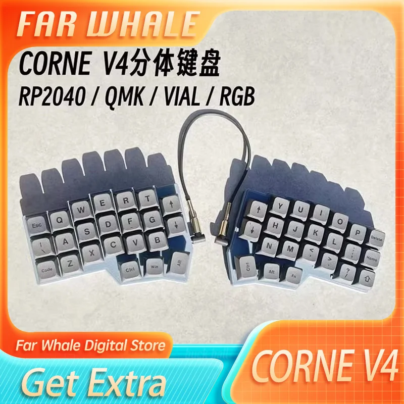 Corne V4 Split Keyboard Rp2040 Rgb Hot Swap Support Qmk/Vial With 3.5mm Audio Line Split Keyboard Kit Customized Pc Gamer Gift