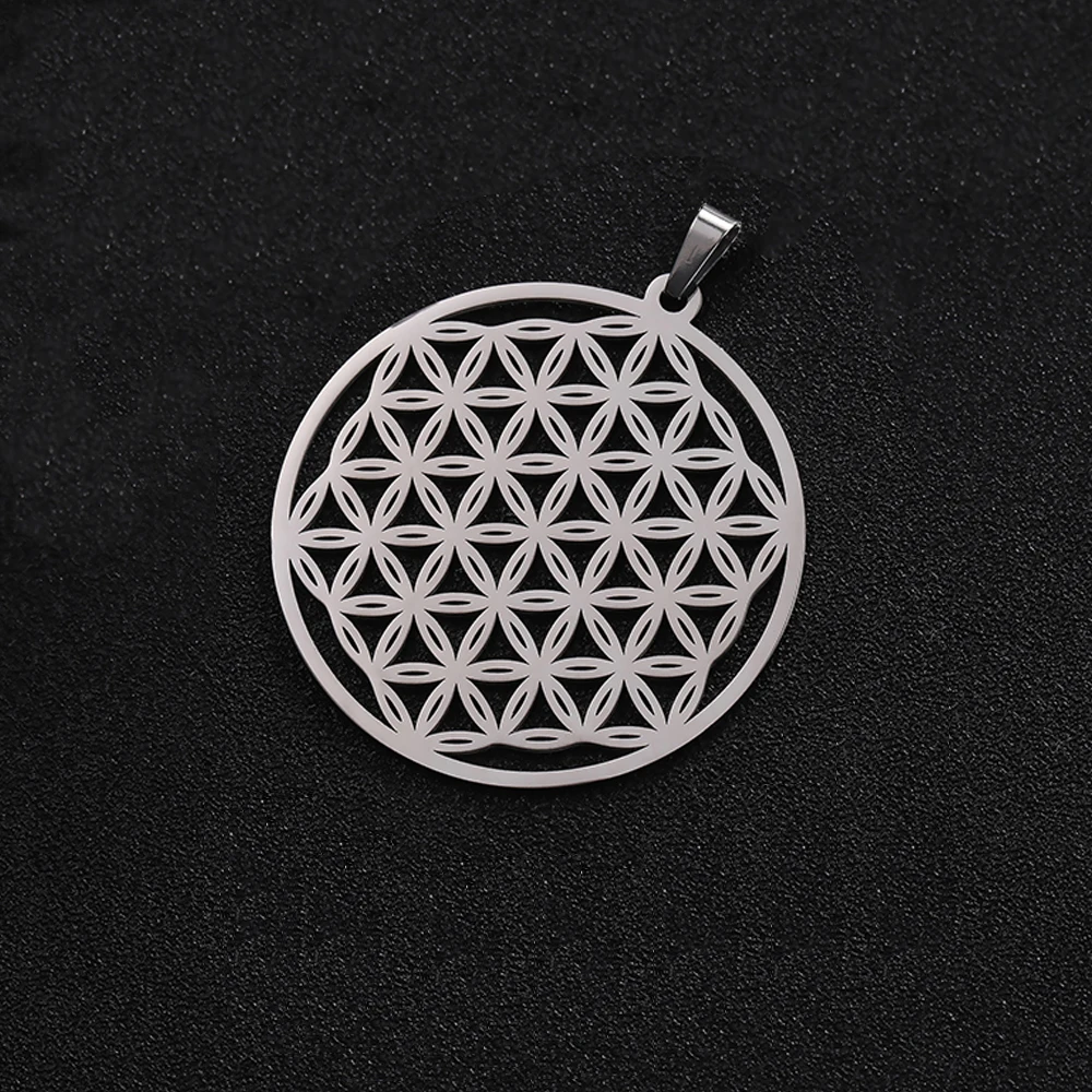 

EUEAVAN 10pcs Flower of Life Charms Pendant for Necklace Stainless Steel Charm for Necklace Jewelry Making Mandal DIY Pendants