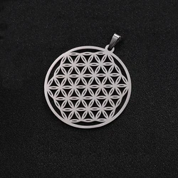 EUEAVAN 10pcs Flower of Life Charms Pendant for Necklace Stainless Steel Charm for Necklace Jewelry Making Mandal DIY Pendants