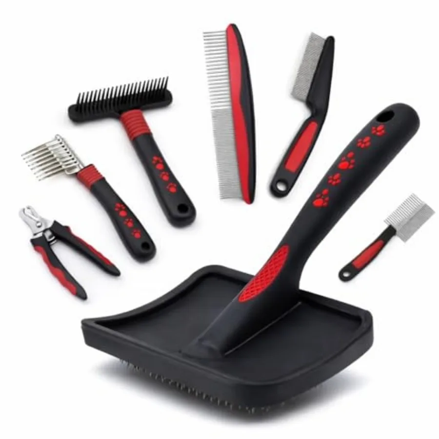 

2026 Large 7-in-1 Professional Pet Grooming Kit for Dogs and Cats Complete Grooming Solution for Shedding, Dematting, Trimming