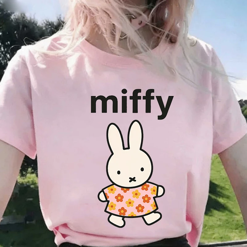 

Miffy Rabbit T-Shirt New Cute Cartoon Girl Boy Tops Summer WOMEN MEN Clothing Adult Anime Figure Colore Tee Family Clothes Gift
