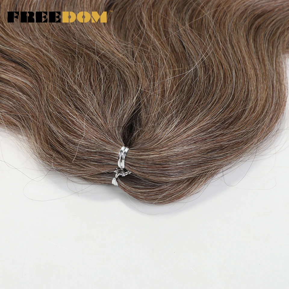 Liberdade-Onda Sintética Do Corpo Crochet Extensões De Cabelo, Tranças De Cabelo Falso, Ondulado Ombre, Marrom, Loiro, 24 ", 3Pcs