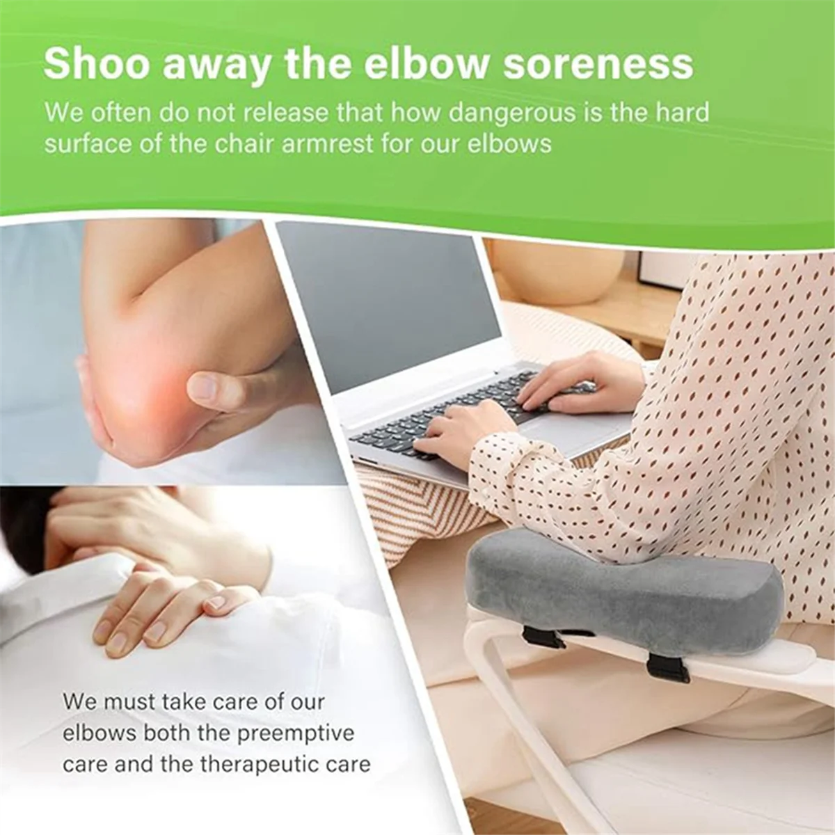 A04I Ergonomic Office Chair Armrest Pads, Comfy Gaming Chair Arm Rest Covers for Elbows and Forearms Pressure Relief image 3