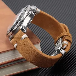 Suede Leather Watch Band 18mm 20mm 22mm Butterfly Buckle Universal Strap for Seiko Bracelet for Rolex for Samsung 7/6/5/4/3 Belt