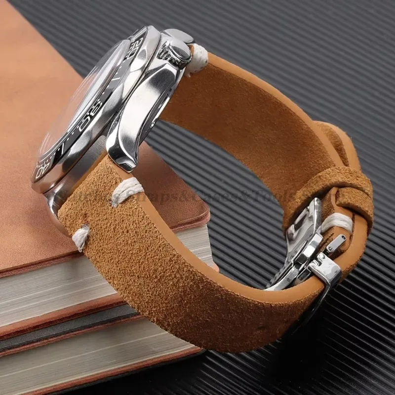 Suede Leather Watch Band 18mm 20mm 22mm Butterfly Buckle Universal Strap for Seiko Bracelet for Rolex for Samsung 7/6/5/4/3 Belt