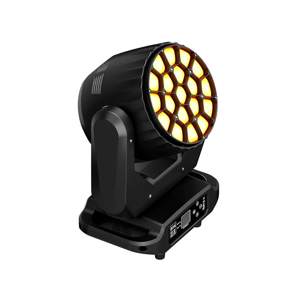 JMS WEBB Zoom 19x20W Big Bees Eyes Beam & Wash Moving Head Lighting with Flight Case for DJ Dance Nightclub Wedding Bar Concert