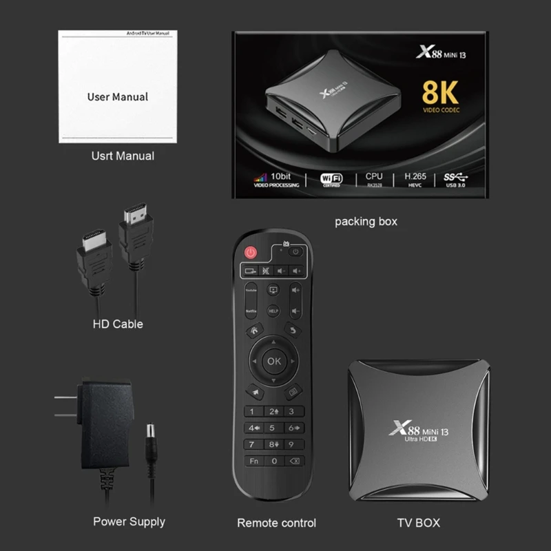 X88 Mini13 2G+16G Dongle 5Ghz WIFI Media Player BOX 2.4+5Ghz DropShipping