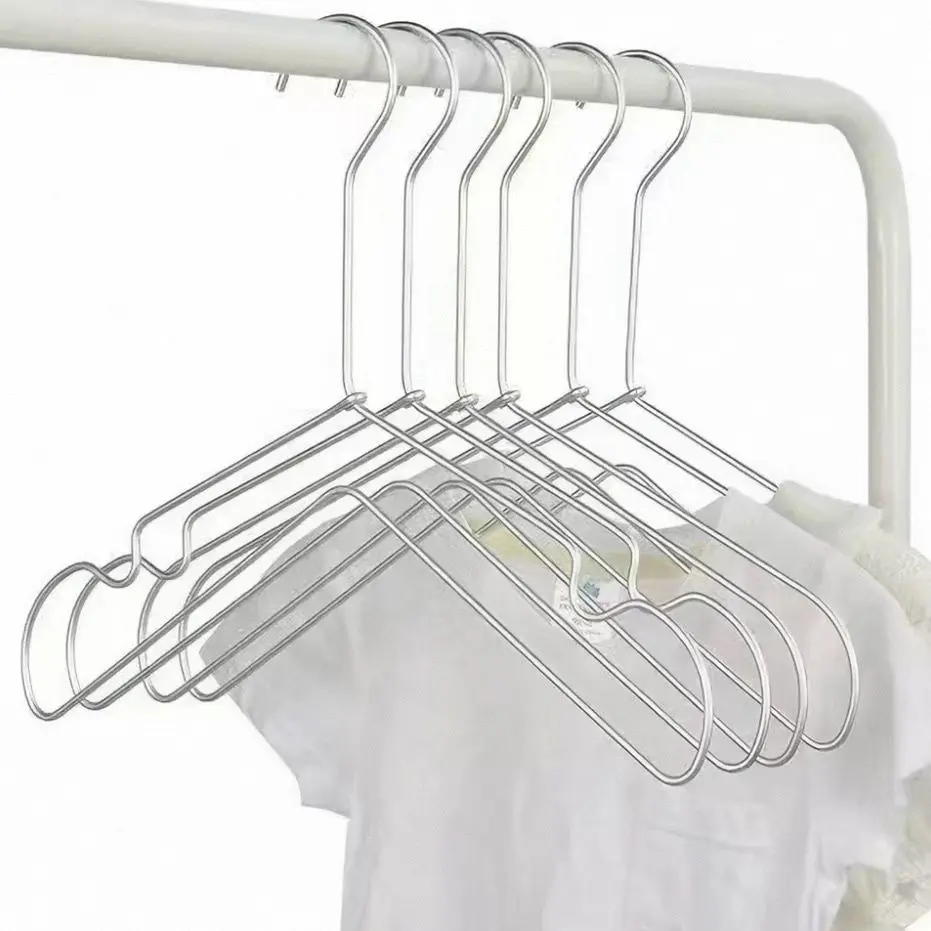 Silver Aluminum Alloy Metal Hangers Non-Slip Shoulder Grooves Clothes Hanger Space Saving Coat Hanger for Wardrobe Closet view 3