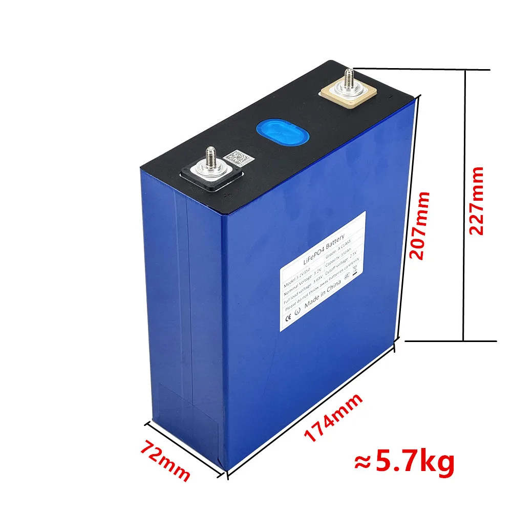 Grade A 3.2V 350Ah LiFePO4 Battery High Capacity Discharge Current for Can Be Combined Into 12V 24V Car Boat Solar Storage Cells