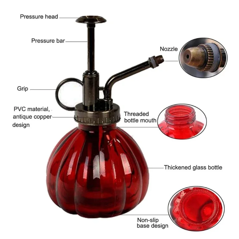1 Kính Tưới Cây Có Thể Nồi Vintage Vật Có Thương Đồng Áp Retro Bí Ngô Chai Xịt Đồng Giả Cổ Vòi Phun
