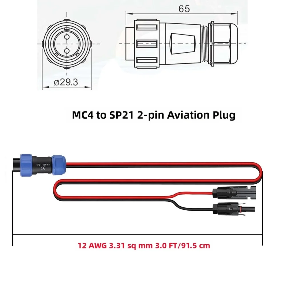To SP21 Pure Copper Outdoor Charging Cable for Mobile Energy Storage Devices 12AWG Compatible with Portable Power Stations