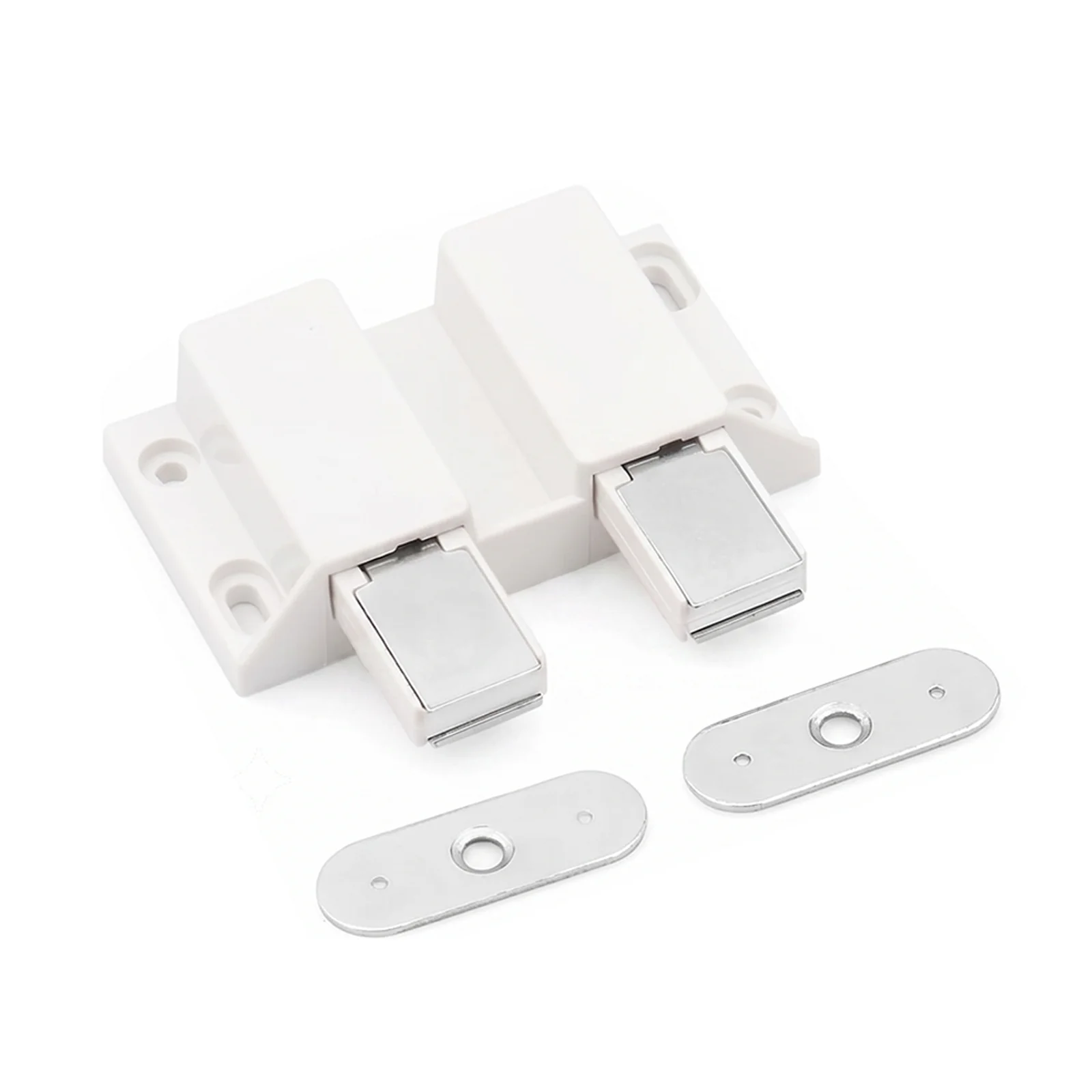 Spring-Loaded Magnetic Cabinet Door Latch, No-Knob Push-to-Open Touch Catch Kit, Cabinet Push Latch (Single/Double Collision)