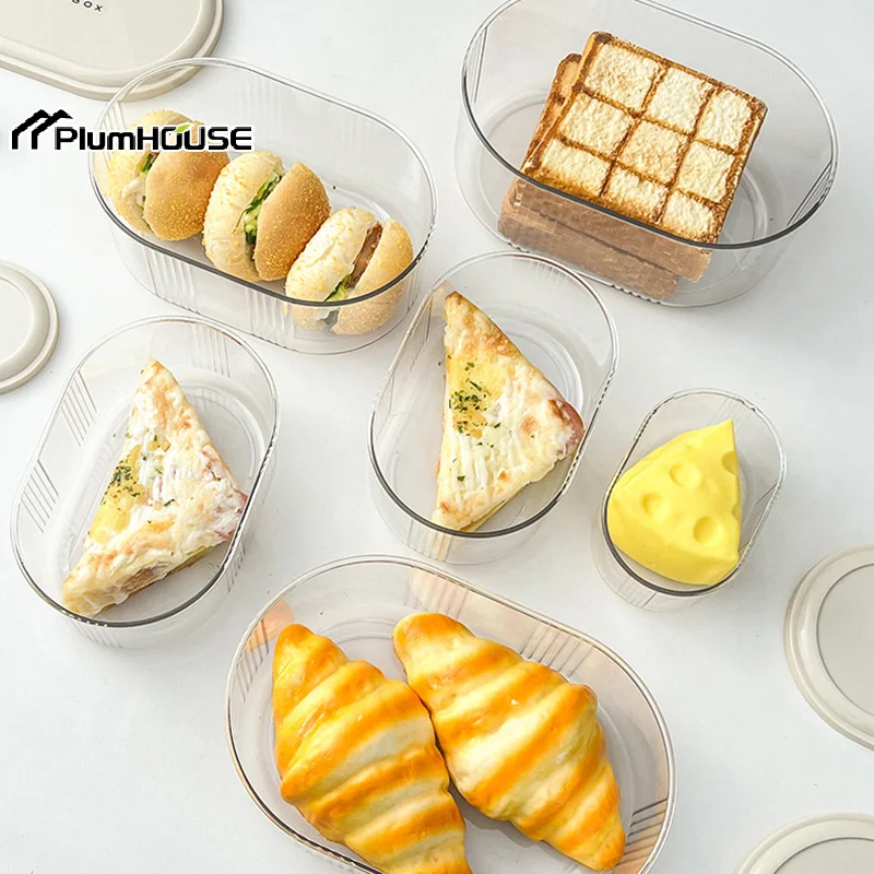 Bread Toast Storage Box Transparent Food Container Boxes With Lid Refrigerator Plastic Large Capacity Fresh Keeping Box