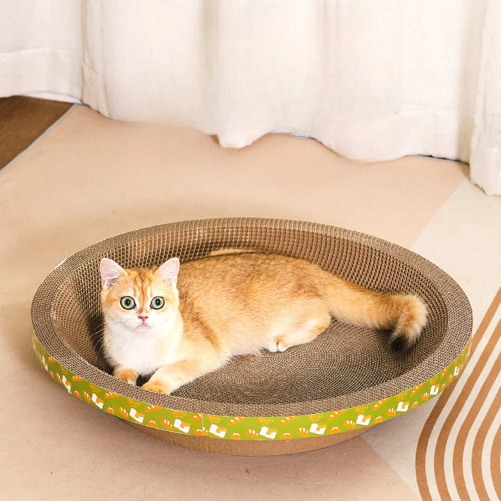 Cat Scratching Board Round Oval Cat Scratcher Cardboard Cat Scratching Mat Pet Cushion Cat Bed House Pet Supplies