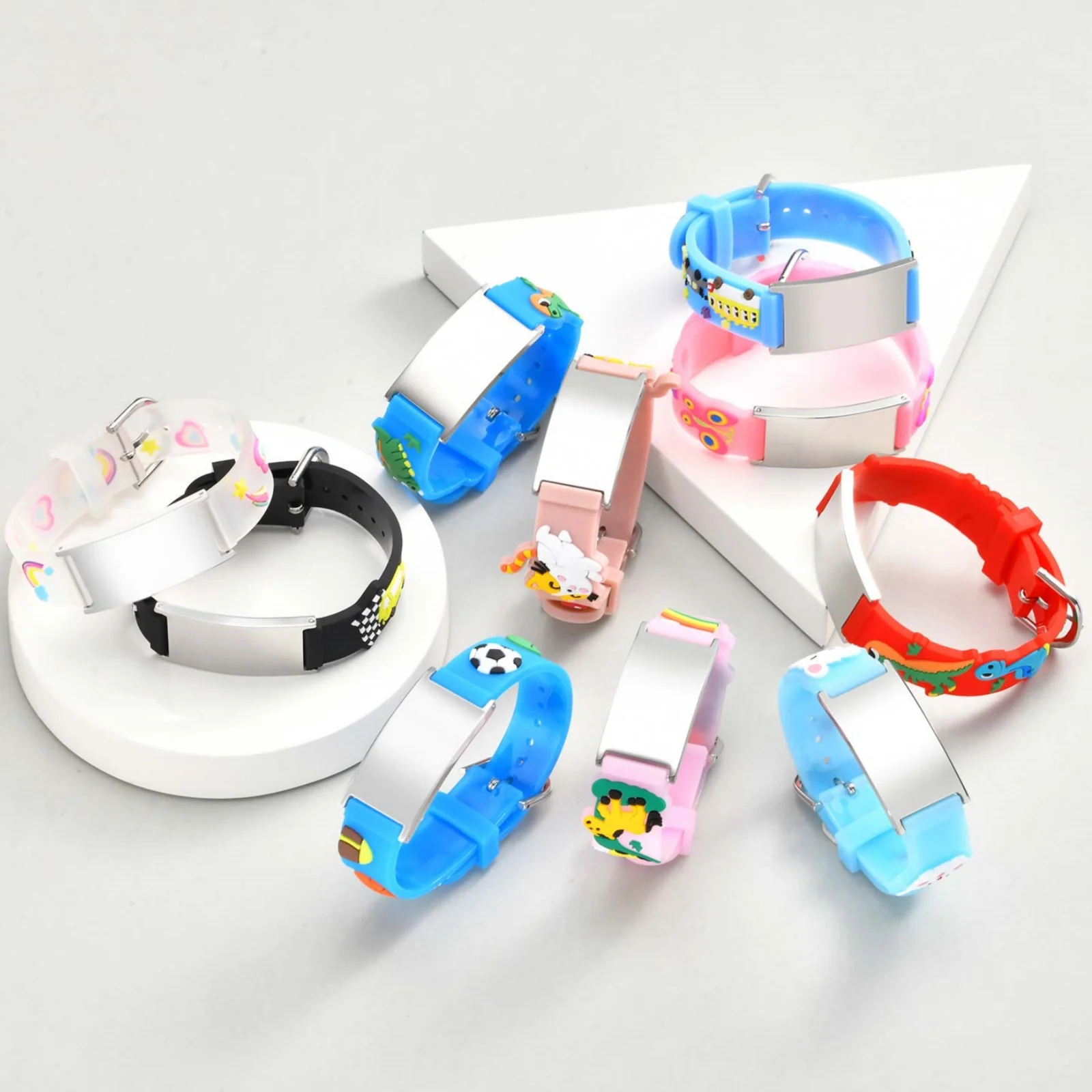 Free Personalized Custom Name ID Bracelet for Boys Girls, Cartoon Silicone Adjustable Wristband, Engraved Jewelry Gift for Kids
