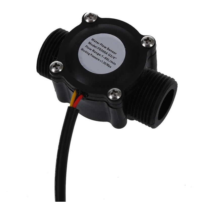 HOT SALE 3X 1-60L/Min DC 5-24V Hall Effect Water Flow Sensor Counter Meter FS300A