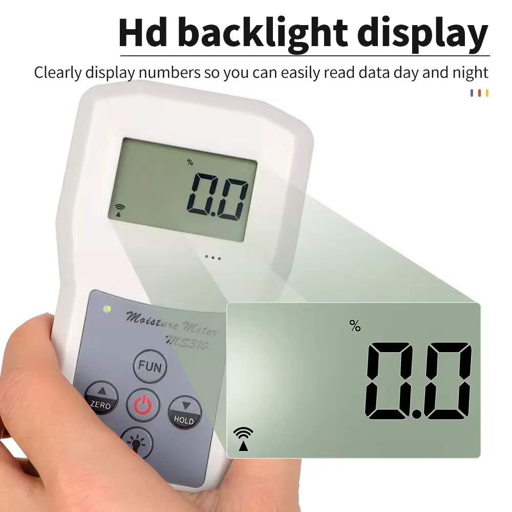 High Precision MS310 Digital 0-90% Hygrometer Induction Wood Textile Moisture Meter Lumber Detector with Backlight