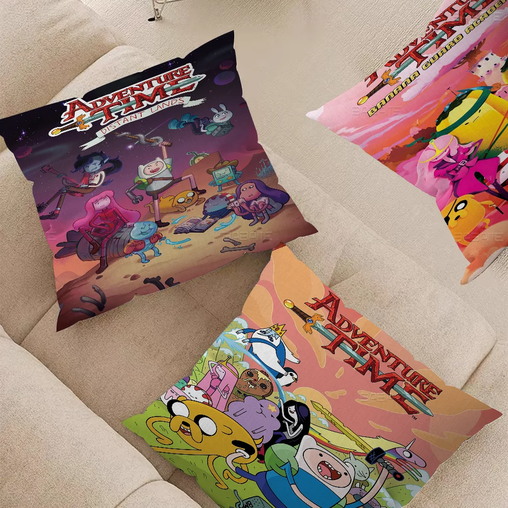 

Cartoon Adventure Time Pillow Covers Cartoon Sofa Decorative Home Double-sided Printing Short Plush Cute Cushion Cover