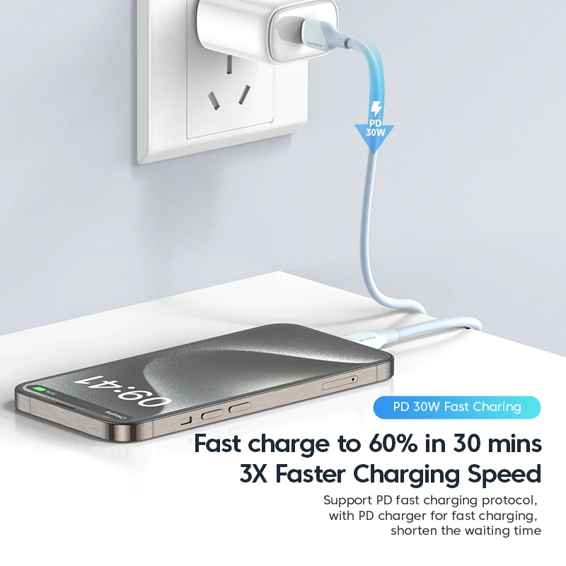 KUULAA USB C Cable to USB Type C Cable PD 30W Fast Charger Cord USBC to Type-C Cable for iPhone15 Samsung Xiaomi