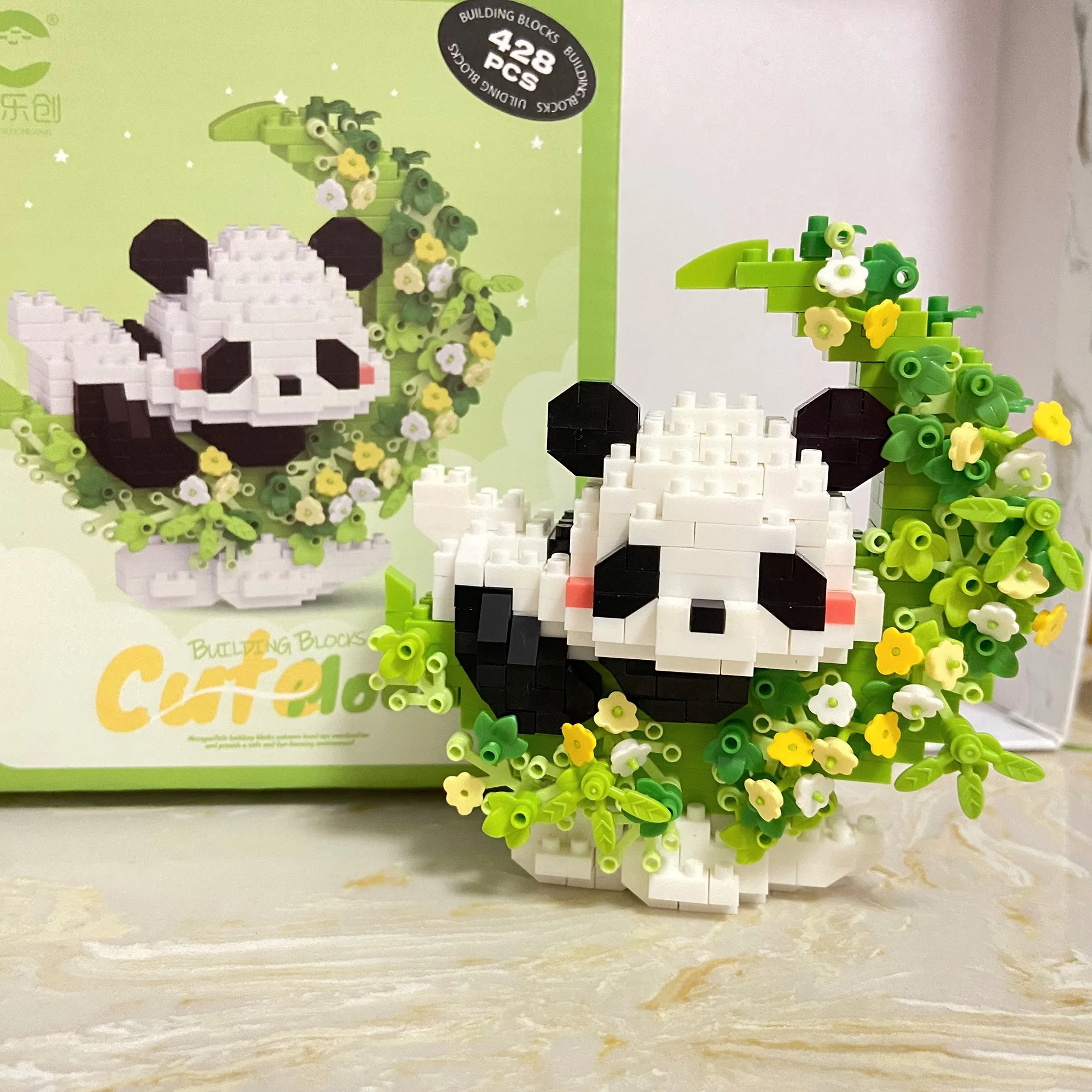 Leuke Hond Kat Panda Konijn Cartoon Dier Bloem Model Mini Bouwstenen DIY Constructie Speelgoed Kerst Verjaardagscadeau