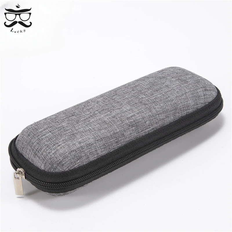 Fashion Simple Linen Material Student Myopia Glasses Case Eva Zipper Bag Reading Glasses Square Zipper Box