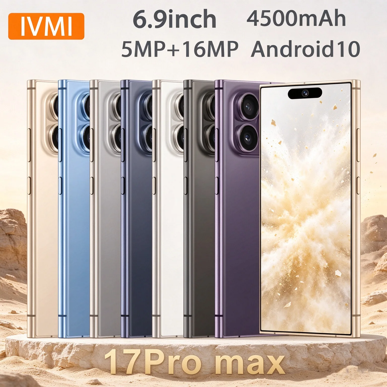 IVMI Global Smartphone 17Pro Max 4GB+64GB Face ID Dual SIM Android 6.9