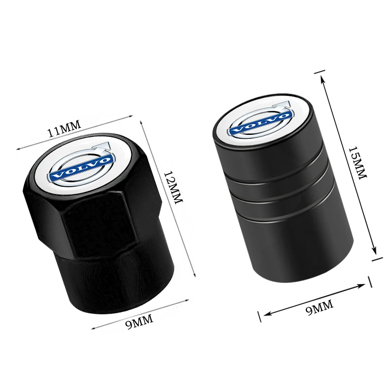 4pcs New Metal Car Wheel Tire Valve Caps Tyre Rim Stem Covers For Volvo XC90 S60 V40 XC60 S80 S40 V70 V50 S90 T6 V60 V90 XC40