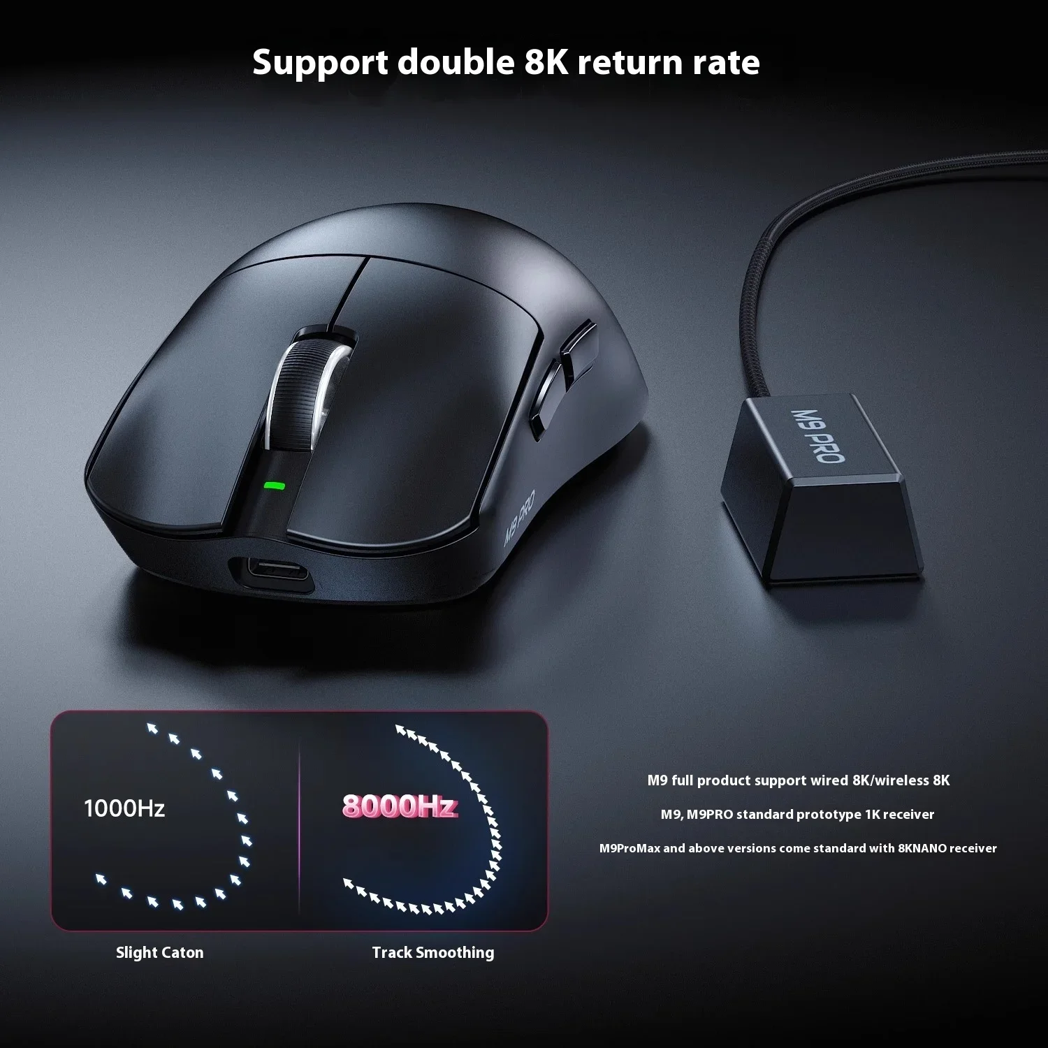 Aula×Lingbao M9 Pro Mouse wireless da gioco Paw3395 Sensore E-Sport Velocità di polling 8000 Hz Batteria sostituibile a caldo a latenza ultra bassa
