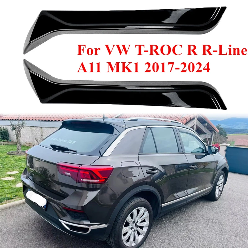 1 Pair Car Rear Window Side Spoiler Wing Tail Styling Trim Stickers For VW T-ROC R R-Line A11 MK1 2017-2024 Auto Exterior Parts